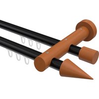 Innenlauf-Gardinenstange Schwarz / Kirschbaum 20 mm Ø doppelläufig Talent Siveo Aluminium / Holz