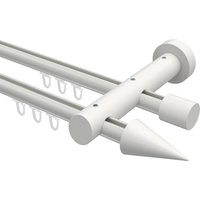 Innenlauf-Gardinenstangen Weiß 20 mm Ø zweiläufig Talent Siveo Aluminium / Holz