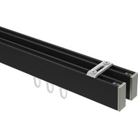 Innenlaufstangen / Decken-Vorhangstangen Schwarz / Edelstahl-Optik zweiläufig kantig Smartline Paxo