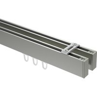 Innenlauf-Gardinenstangen Deckenanbringung doppelläufig eckig Edelstahl Optik Smartline Paxo