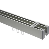 Innenlaufstange / Decken-Vorhangstange Edelstahl-Optik / Chrom 2-läufig Eckdesign Smartline Paxo