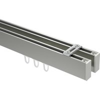 Innenlaufstangen / Decken-Vorhangstangen Edelstahl-Optik / Weiß zweiläufig eckig Smartline Paxo