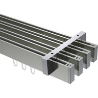Innenlaufstange / Decken-Vorhangstange Edelstahl-Optik / Chrom 4-läufig Eckdesign Smartline Paxo