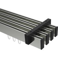 Innenlauf-Gardinenstangen Deckenmontage Edelstahl-Optik / Schwarz vierläufig kantig Smartline Paxo