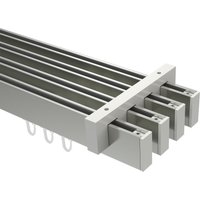 Innenlaufstangen / Decken-Vorhangstangen Edelstahl-Optik / Weiß vierläufig eckig Smartline Paxo