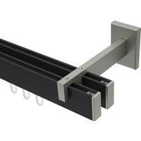 Innenlaufstangen / Vorhangstangen Schwarz / Edelstahl-Optik zweiläufig eckig Smartline Paxo