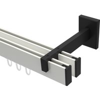 Innenlaufstange / Gardinenstange Weiß / Schwarz doppelläufig kantiges Design Smartline Paxo