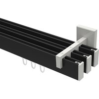 Innenlaufstange / Vorhangstange Schwarz / Weiß 3-läufig kantiges Design Smartline Paxo