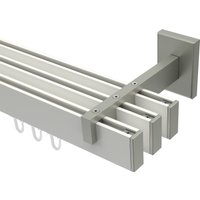 Innenlauf-Gardinenstange Weiß / Edelstahl-Optik 3-läufig kantiges Design Smartline Paxo