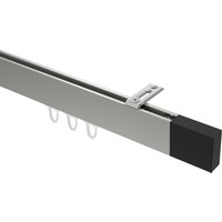 Innenlaufstange / Decken-Gardinenstange Edelstahl-Optik / Schwarz kantiges Design Smartline Lox