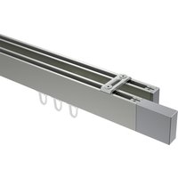 Innenlaufstangen / Decken-Gardinenstangen Edelstahl-Optik / Chrom 2-läufig kantig Smartline Lox