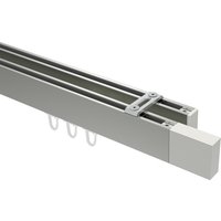 Innenlauf-Gardinenstange Deckenmontage Edelstahl-Optik / Weiß zweiläufig Eckdesign Smartline Lox