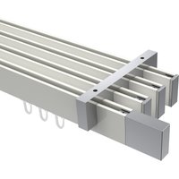 Innenlaufstange / Decken-Vorhangstange Weiß / Chrom 4-läufig Eckdesign Smartline Lox