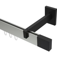 Innenlauf-Gardinenstange Edelstahl-Optik / Schwarz kantiges Design Smartline Lox