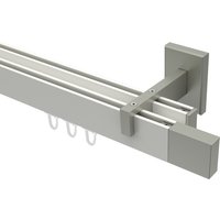 Innenlaufstange / Gardinenstange Weiß / Edelstahl-Optik 2-läufig eckig Smartline Lox