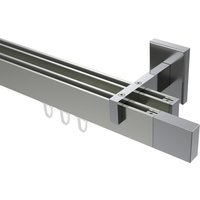 Innenlaufstange / Vorhangstange Edelstahl-Optik / Chrom 2-läufig Eckdesign Smartline Lox