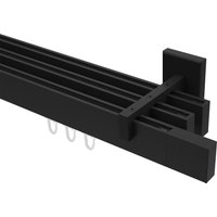Innenlaufstange / Gardinenstange Schwarz 3-läufig kantiges Design Smartline Lox