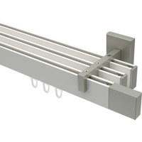 Innenlaufstangen / Vorhangstangen Weiß / Edelstahl-Optik dreiläufig eckig Smartline Lox