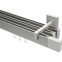 Innenlauf-Gardinenstange Edelstahl-Optik / Weiß 3-läufig Eckdesign Smartline Lox