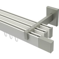 Innenlaufstangen / Gardinenstangen Weiß / Edelstahl-Optik dreiläufig kantig Smartline Lox
