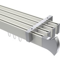 Innenlauf-Gardinenstangen Deckenmontage Weiß / Chrom vierläufig eckig Smartline Conex