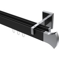 Innenlauf-Gardinenstange Schwarz / Chrom 2-läufig eckig Smartline Conex