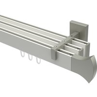 Innenlaufstange / Vorhangstange Weiß / Edelstahl-Optik 3-läufig kantiges Design Smartline Conex