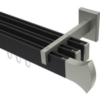Innenlaufstangen / Vorhangstangen Schwarz / Edelstahl-Optik dreiläufig kantig Smartline Conex