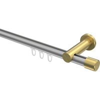 Gardinenstange mit Innenlauf Silbergrau / Messing-Optik, Aluminium / Metall 20 mm Ø Platon Santo