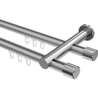 Gardinenstange mit Innenlauf Silbergrau / Chrom, 2-läufig Aluminium / Metall 20 mm Ø Platon Santo
