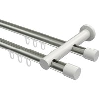 Innenlaufstangen Edelstahl-Optik / Weiß, Metall 20 mm Ø Platon Santo, zweiläufig