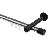 Innenlauf-Gardinenstange Chrom / Schwarz, Aluminium / Metall 20 mm Ø Prestige Santo