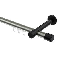 Innenlauf-Gardinenstange Edelstahl-Optik / Schwarz, Aluminium / Metall 20 mm Ø Prestige Santo