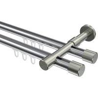 Vorhangstange mit Innenlauf Chrom / Edelstahl-Optik, zweiläufig Aluminium / Metall 20 mm Ø Prestige Santo