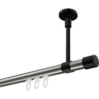Gardinenstange mit Innenlauf (Deckenbefestigung) Edelstahl-Optik / Schwarz, Aluminium / Metall 20 mm Ø Sonette Santo