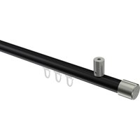 Vorhangstange mit Innenlauf (Deckenmontage) Schwarz / Edelstahl-Optik, Aluminium / Metall 20 mm Ø Sonius Santo