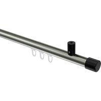 Gardinenstange mit Innenlauf (Deckenmontage) Edelstahl-Optik / Schwarz, Aluminium / Metall 20 mm Ø Sonius Santo