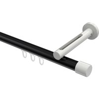 Gardinenstange mit Innenlauf Schwarz / Weiß, Aluminium / Metall 20 mm Ø Siteno Santo