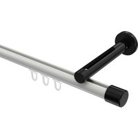 Gardinenstange mit Innenlauf Weiß / Schwarz, Aluminium / Metall 20 mm Ø Siteno Santo