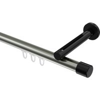 Gardinenstange mit Innenlauf Edelstahl-Optik / Schwarz, Aluminium / Metall 20 mm Ø Siteno Santo