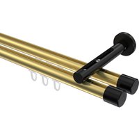 Gardinenstange mit Innenlauf Messing-Optik / Schwarz, Aluminium / Metall 20 mm Ø Siteno Santo, zweiläufig