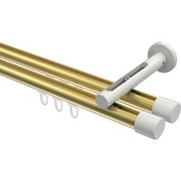 Innenlauf-Vorhangstange Messing-Optik / Weiß, Aluminium / Metall 20 mm Ø Siteno Santo, doppelläufig