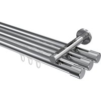 Innenlauf-Gardinenstange Chrom, Aluminium / Metall 20 mm Ø Siteno Santo, 3-läufig