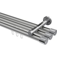Innenlauf-Gardinenstange Silbergrau / Chrom, Aluminium / Metall 20 mm Ø Siteno Santo, dreiläufig