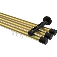 Gardinenstange mit Innenlauf Messing-Optik / Schwarz, Aluminium / Metall 20 mm Ø Siteno Santo, 3-läufig