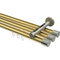 Vorhangstange mit Innenlauf Messing-Optik / Edelstahl-Optik, Aluminium / Metall 20 mm Ø Siteno Santo, 3-läufig
