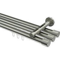 Innenlauf-Gardinenstange Edelstahl-Optik, Aluminium / Metall 20 mm Ø Siteno Santo, dreiläufig