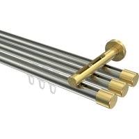 Vorhangstange mit Innenlauf Edelstahl-Optik / Messing-Optik, Aluminium / Metall 20 mm Ø Siteno Santo, dreiläufig