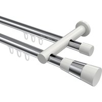 Innenlaufstange Chrom / Weiß, Aluminium / Metall 20 mm Ø Platon Tanara, doppelläufig