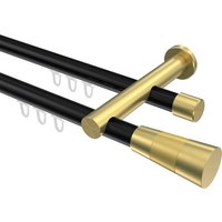 Innenlauf-Vorhangstange Schwarz / Messing-Optik, zweiläufig Aluminium / Metall 20 mm Ø Platon Tanara